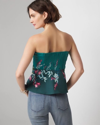 Draped Front Floral Print Bustier | White House Black Market